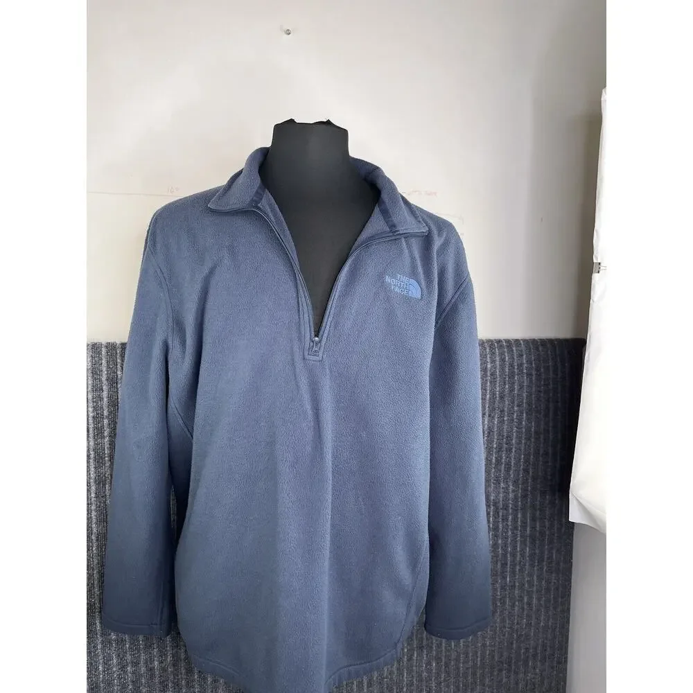 North Face Sweater Mens Blue XL Pullover 1/2 Zip Mock‎ Neck Knit EUC